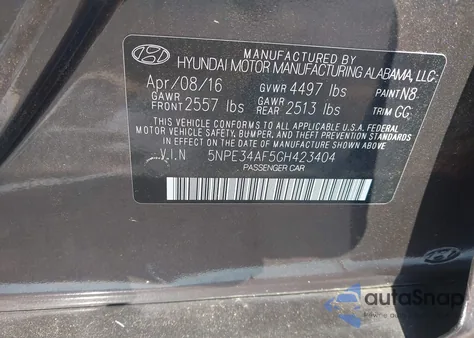 2016 Hyundai Sonata Sport z USA, uszkodzony, nr VIN 5NPE34AF5GH423404